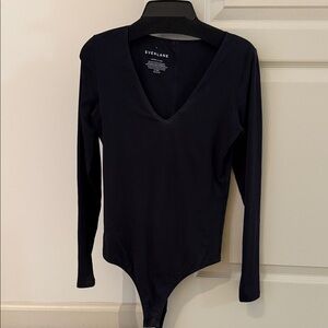 Everlane Deep V-Neck Black Bodysuit Sz small
